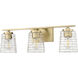 Saben 3 Light 23 inch Vintage Brass Vanity Light Wall Light